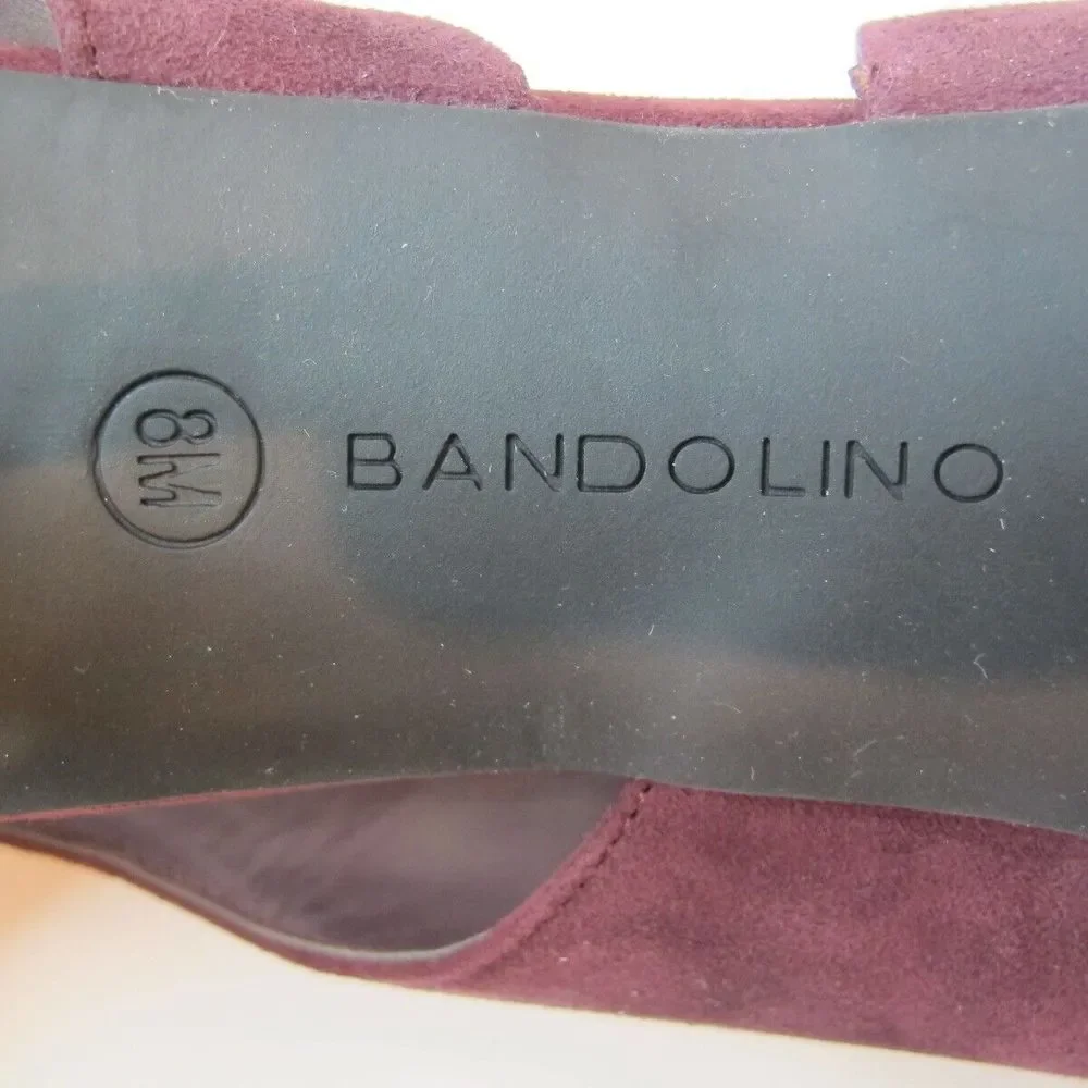 Bandolino Jasmine Dark Red Suede Peep Toe Slingback Peep Toe Heels‎ Women's 8.5M - Picture 8 of 9